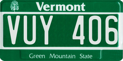 VT license plate VUY406