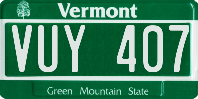 VT license plate VUY407