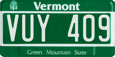 VT license plate VUY409