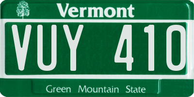 VT license plate VUY410