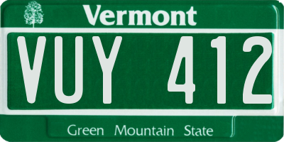 VT license plate VUY412