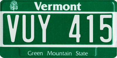 VT license plate VUY415