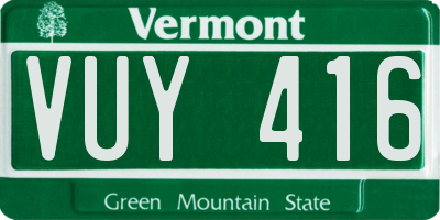 VT license plate VUY416