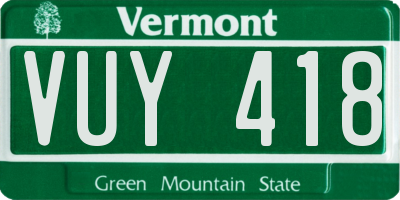 VT license plate VUY418