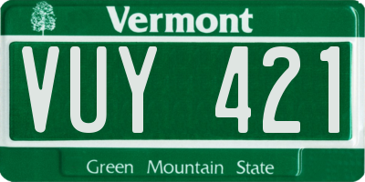 VT license plate VUY421
