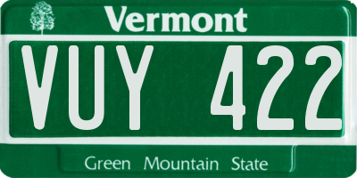 VT license plate VUY422