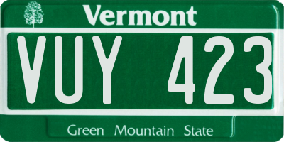 VT license plate VUY423