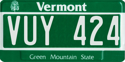 VT license plate VUY424