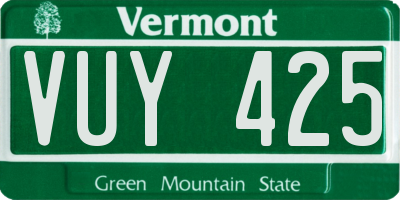 VT license plate VUY425