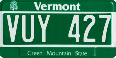 VT license plate VUY427