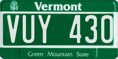 VT license plate VUY430
