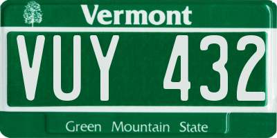 VT license plate VUY432