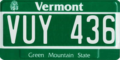 VT license plate VUY436