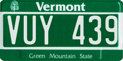 VT license plate VUY439