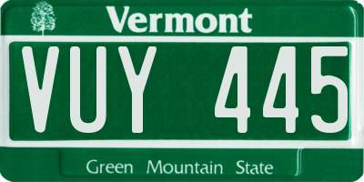 VT license plate VUY445