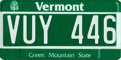 VT license plate VUY446