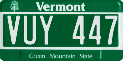 VT license plate VUY447