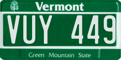 VT license plate VUY449