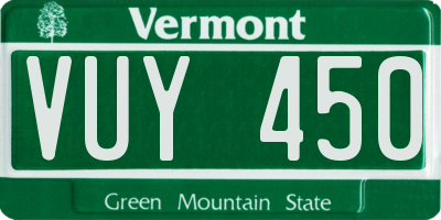 VT license plate VUY450