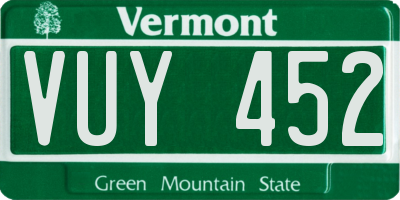 VT license plate VUY452