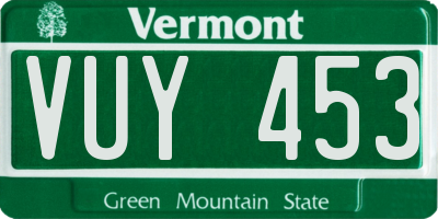 VT license plate VUY453