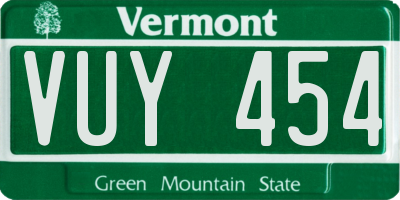 VT license plate VUY454