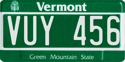 VT license plate VUY456