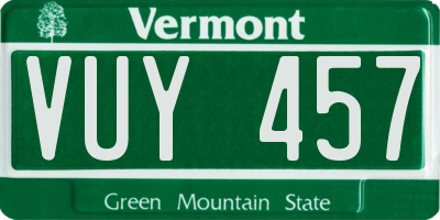 VT license plate VUY457