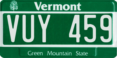 VT license plate VUY459