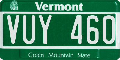 VT license plate VUY460