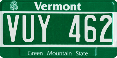 VT license plate VUY462