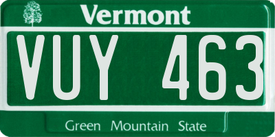 VT license plate VUY463
