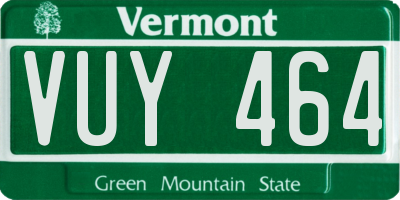 VT license plate VUY464
