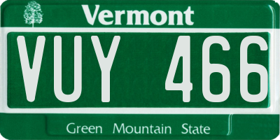 VT license plate VUY466
