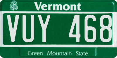 VT license plate VUY468