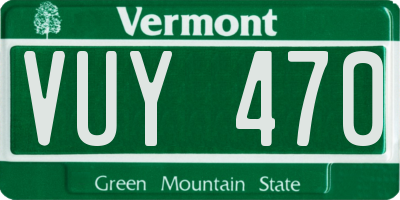 VT license plate VUY470