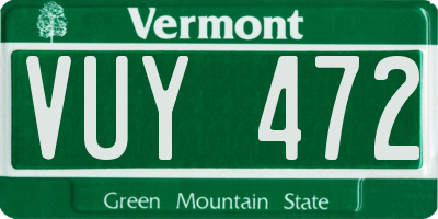 VT license plate VUY472