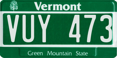 VT license plate VUY473