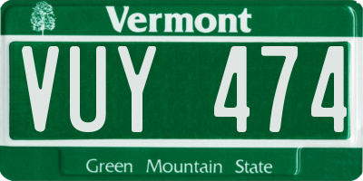VT license plate VUY474