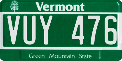 VT license plate VUY476