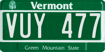VT license plate VUY477