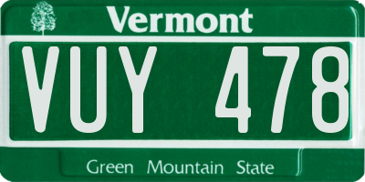 VT license plate VUY478