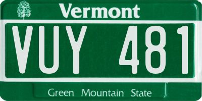 VT license plate VUY481