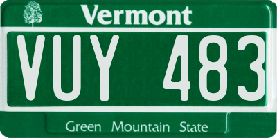 VT license plate VUY483