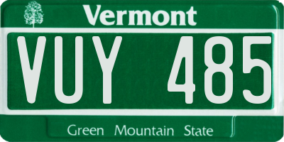 VT license plate VUY485