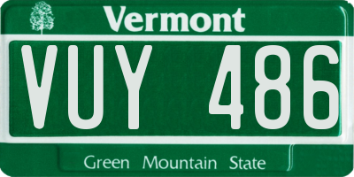 VT license plate VUY486