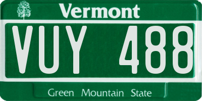 VT license plate VUY488