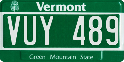 VT license plate VUY489