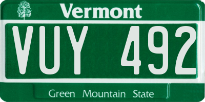 VT license plate VUY492
