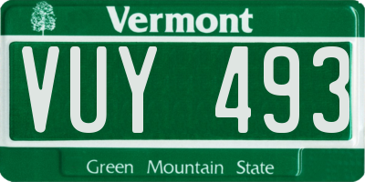VT license plate VUY493